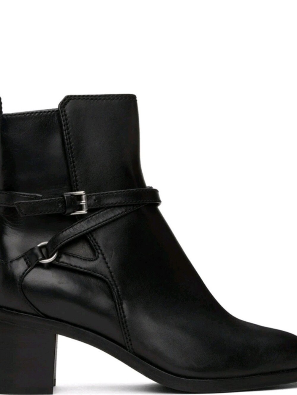 Sz 10-10.5 - 🆕️ Rag & Bone Women's Black Leather Ankle Boots with Strap Detail